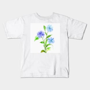 Blue Watercolor Flower Kids T-Shirt